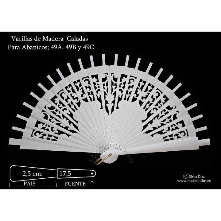 Rf. 49A, B y C Varillas Madera Blanco
