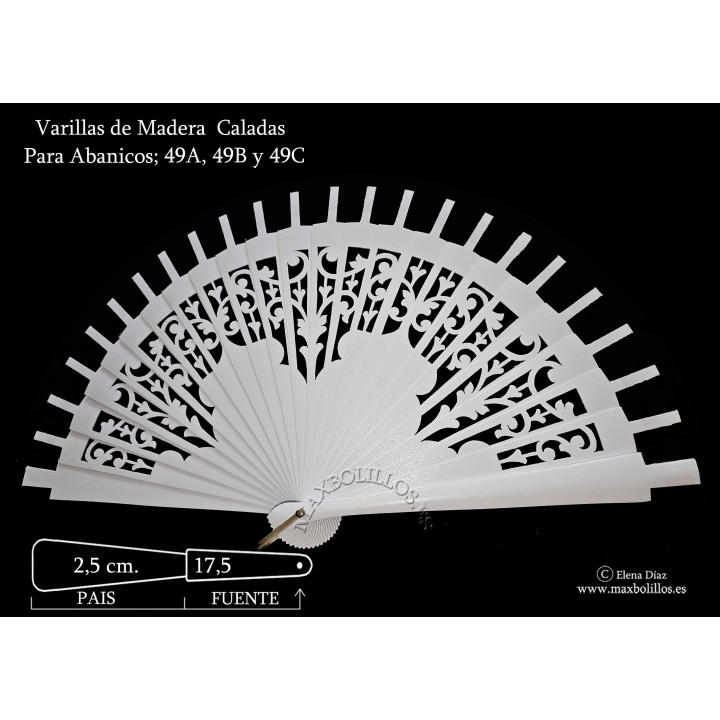 Rf. 49A, B y C Varillas Madera Blanco