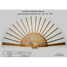 Rf. 30,54,67,92A Varilla  Madera Natural