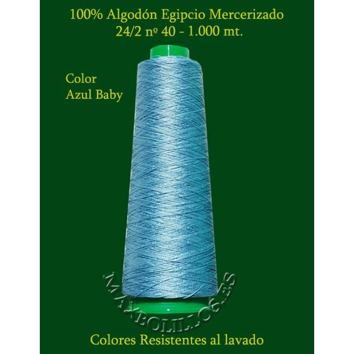 Algodón Nº 40 Azul Baby Egipcio Mercerizado