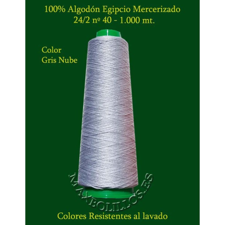 Algodón Nº 40 Gris Nube Egipcio Mercerizado
