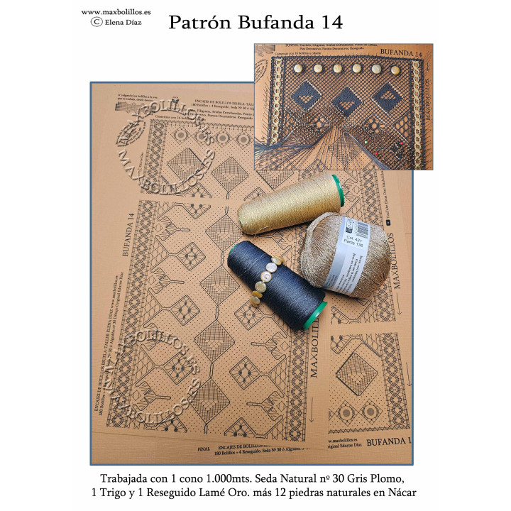 Patrón+Hilos Bufanda 14 Seda