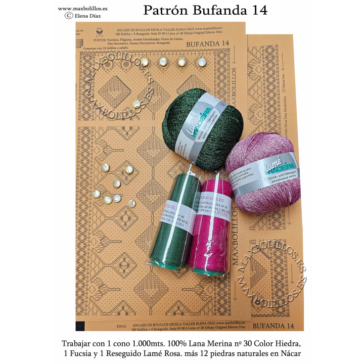 Patrón+Hilos Bufanda 14 Lana