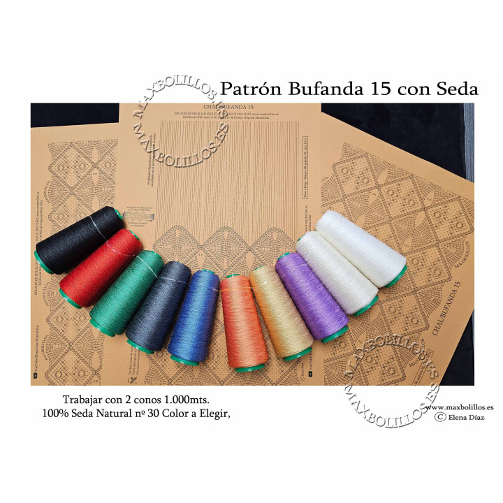 Patrón+Hilos Chal/Bufanda 15 Seda
