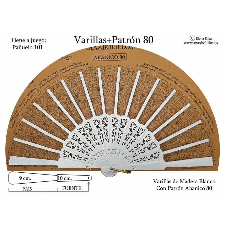 Varillas+Patrón 80 Madera Blanco Ruso