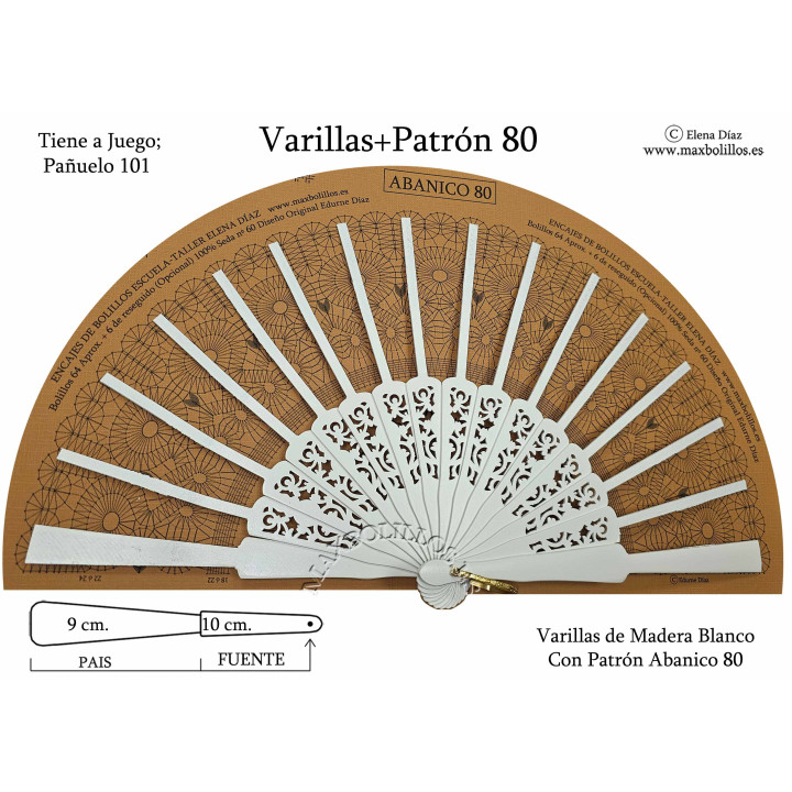 Varillas+Patrón 80 Madera Blanco Ruso