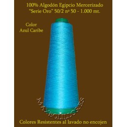 Algodón Nº 50 Azul Caribe Egipcio Mercerizado