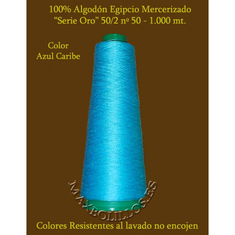Algodón Nº 50 Azul Caribe Egipcio Mercerizado