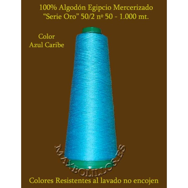 Algodón Nº 50 Azul Caribe Egipcio Mercerizado
