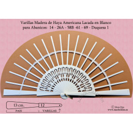 Rf. 26A-58B-61-69 Varillas Madera Blanca